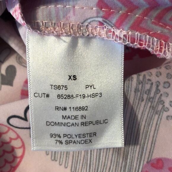 Happy Scrubs XS Heart Print Pink Black Scrub Top - Picture 12 of 14